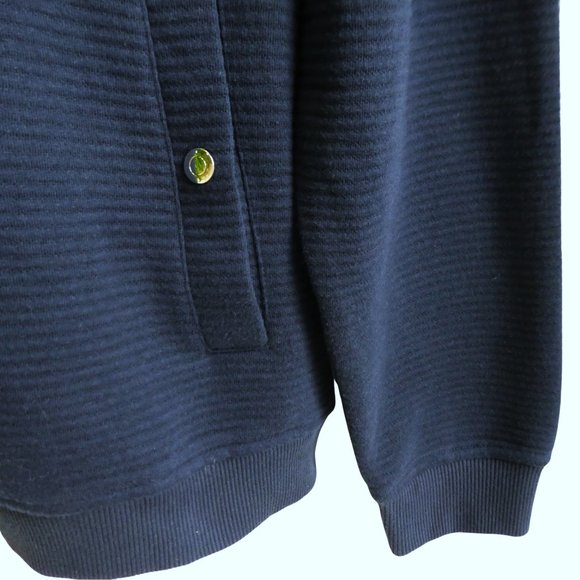 Magaschoni Man Full Zip Bomber Sweater Jacket Navy Ribbed Knit Snap Pockets L - Picture 4 of 9
